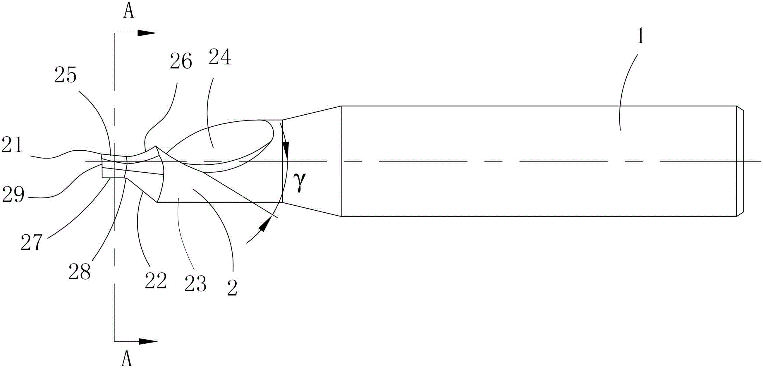 部分和切削部分,所述切削部分包括小径切削段,倒角锥段和排屑导向段