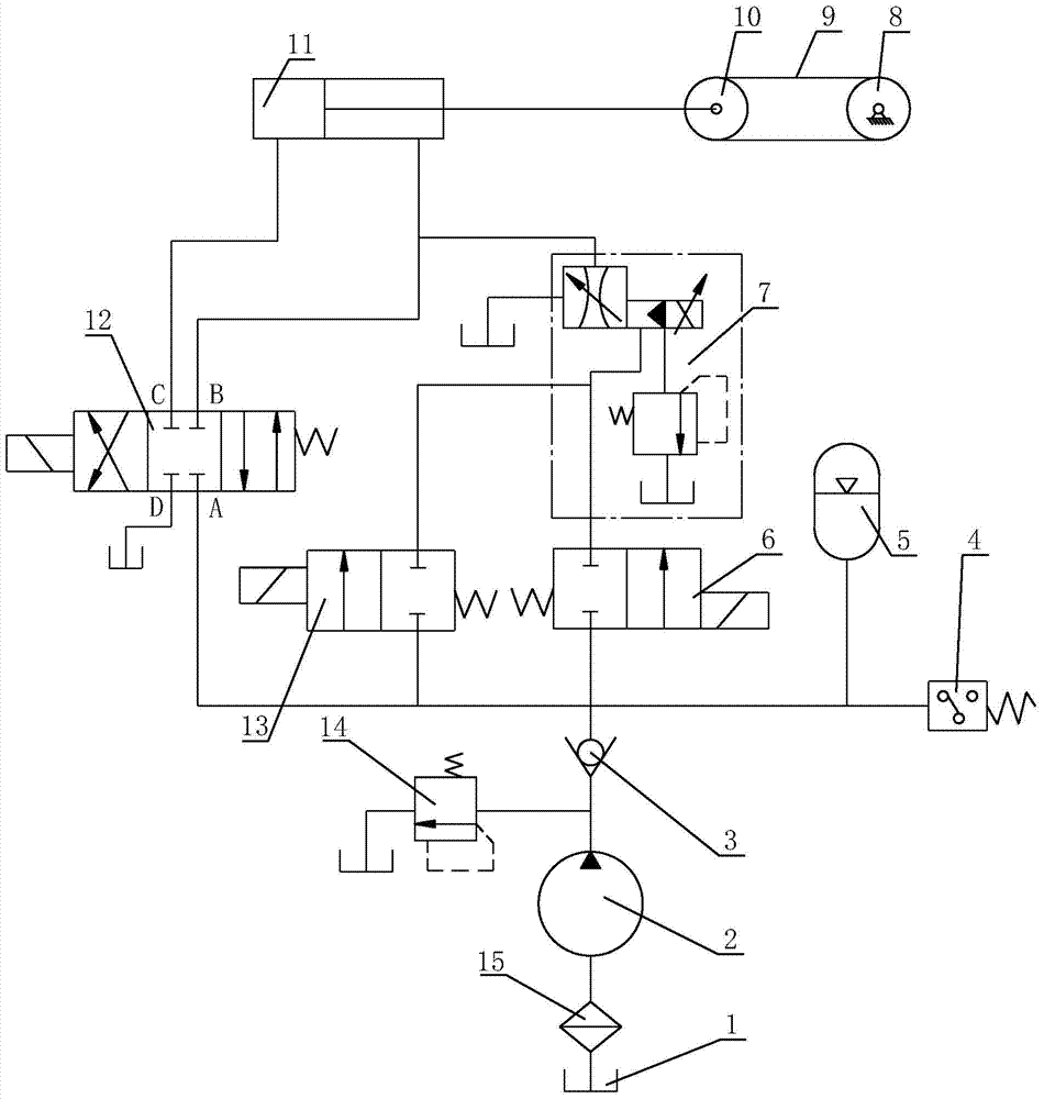 cn104514854a_皮带轮自动张紧装置用液压系统失效