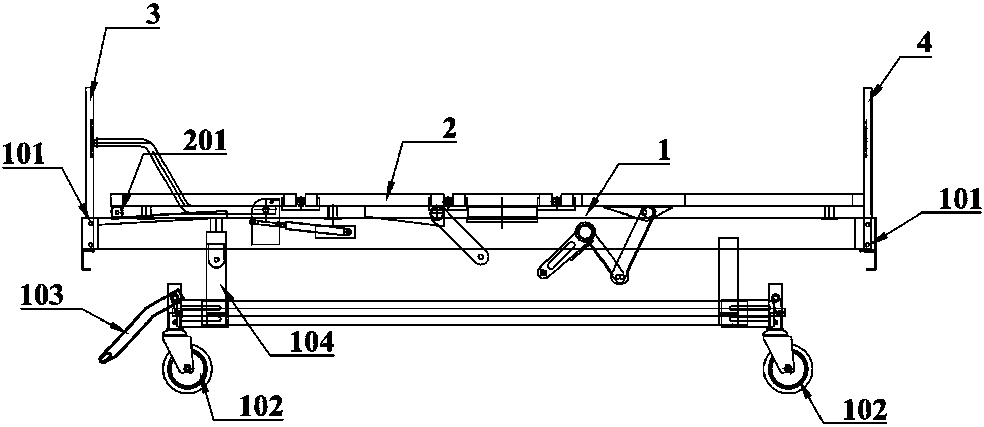 cn107157672a_带有床头,床尾挡板拆卸锁止机构的病床在审