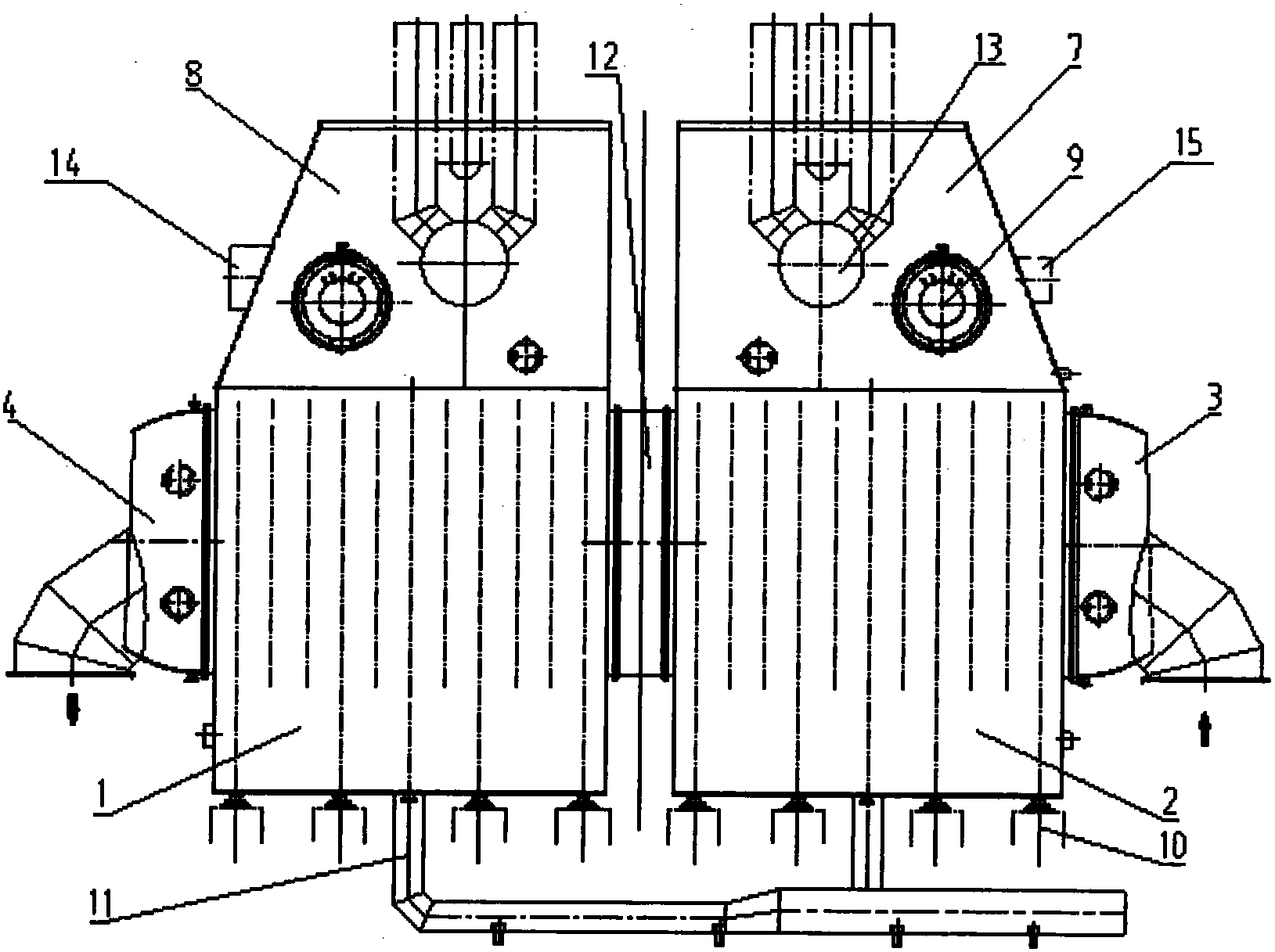 cn107524484a_一种合并中间水室的低流阻双背压凝汽器有效