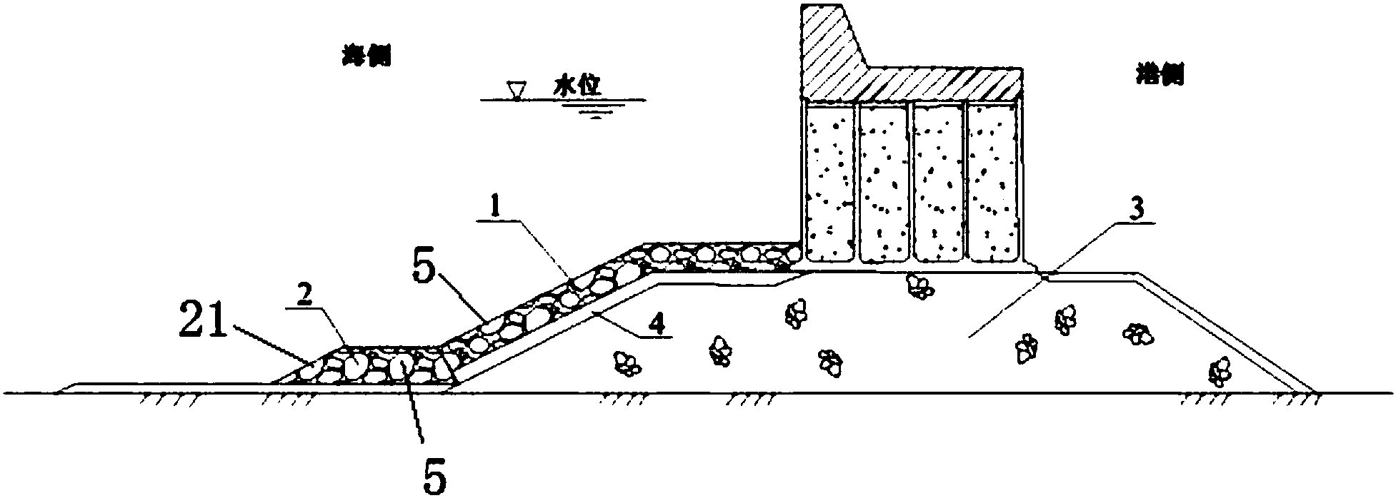 一种基于局部块石灌浆的直立式防波堤护基
