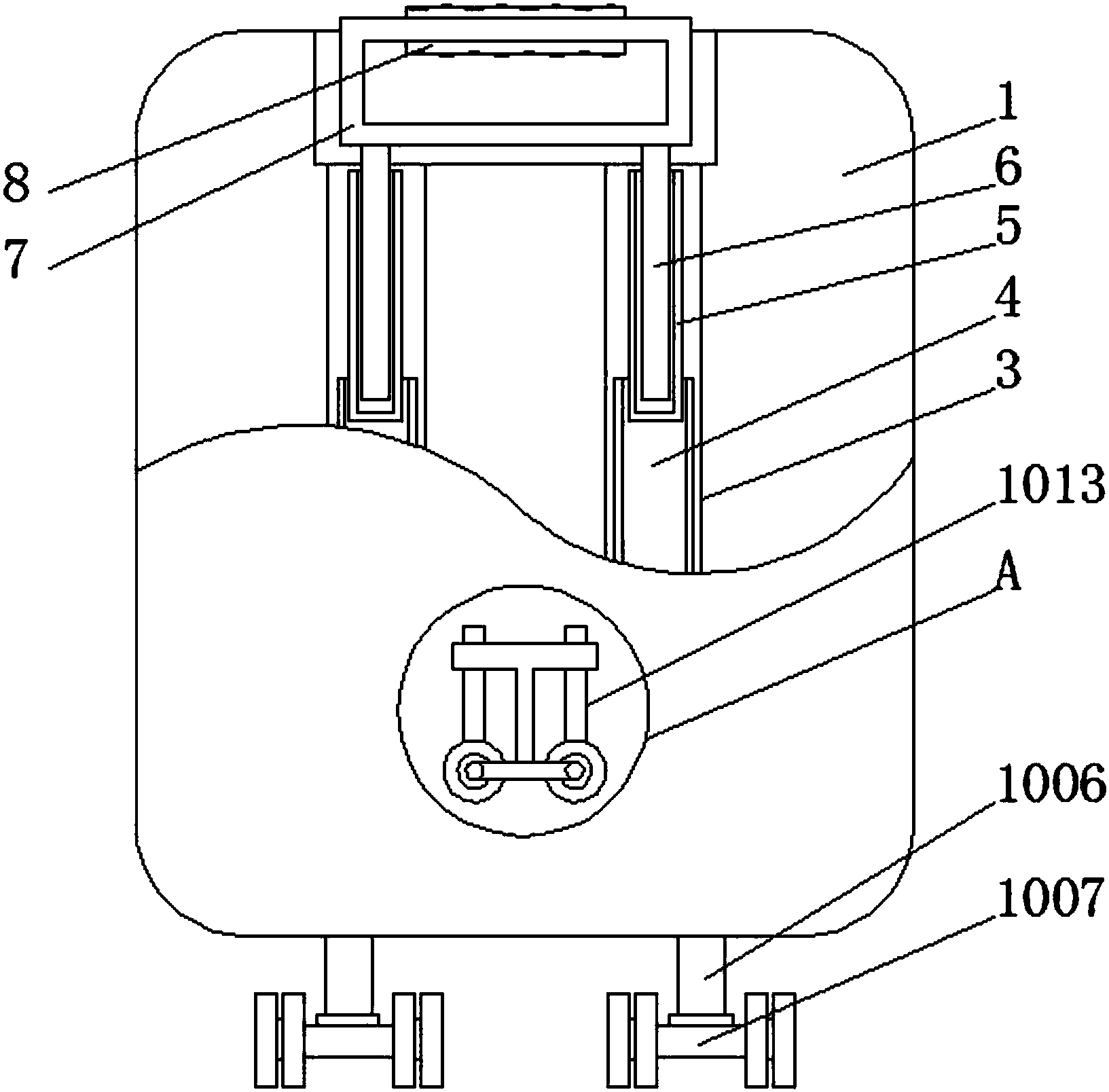 cn109077410a_一种具有底轮折叠收纳结构的防水拉杆箱在审