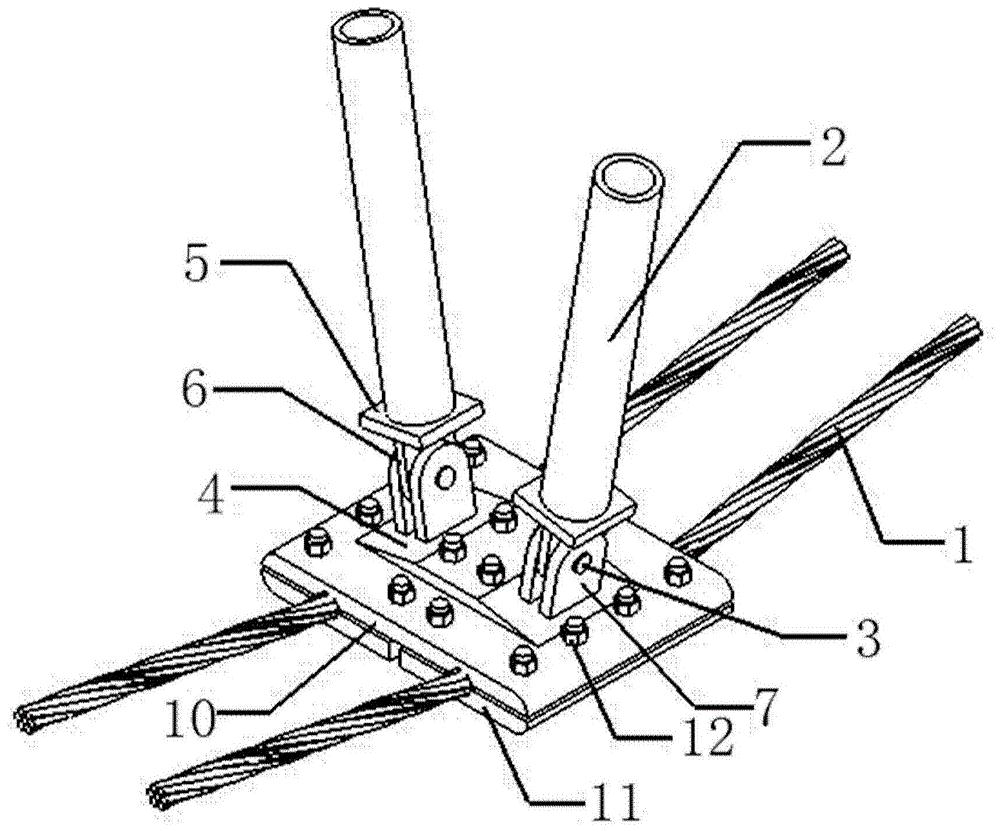用于张弦结构的下部向心双索索撑节点体系