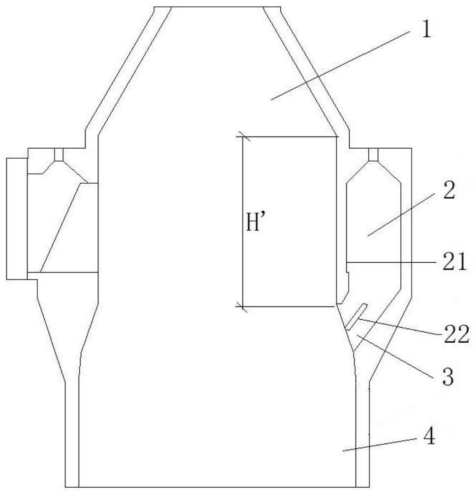 一种处理能力为210-230t/h的干熄炉炉体结构