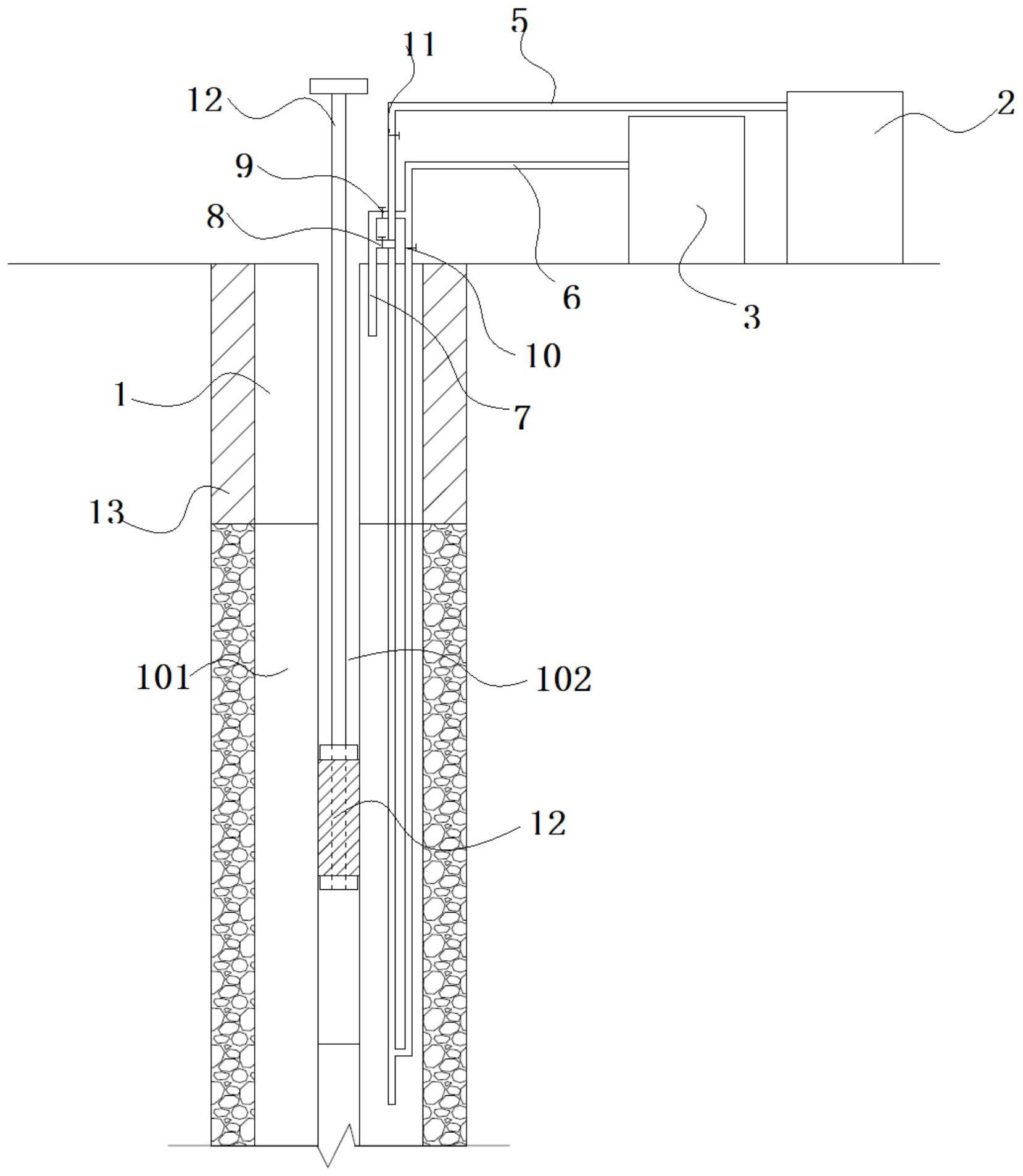 的正负压联合降水井结构,排水管上设置有排水孔;真空泵连通至抽水管