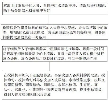 一种提供人体皮肤细胞组织营养液配方及其制备方法