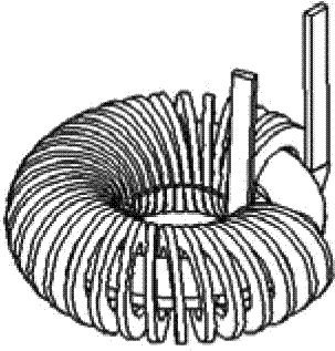 按照上述方法制造的大功率环形电感,包括环形磁心和电感线圈,环形磁心