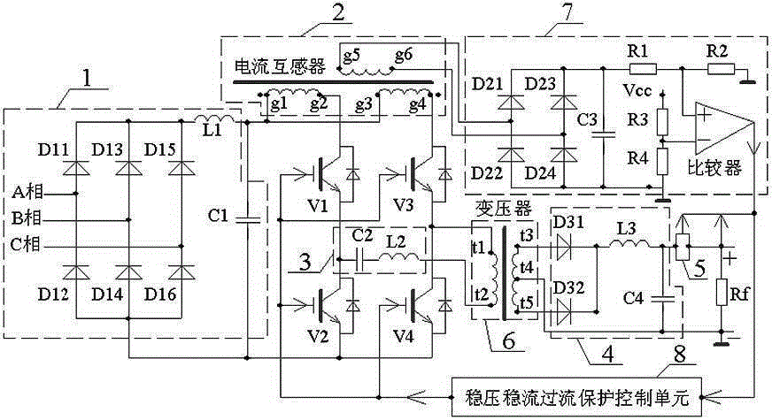 逆变器桥臂功率开关管过流保护电路,涉及一种保护电路,型包括三相工频