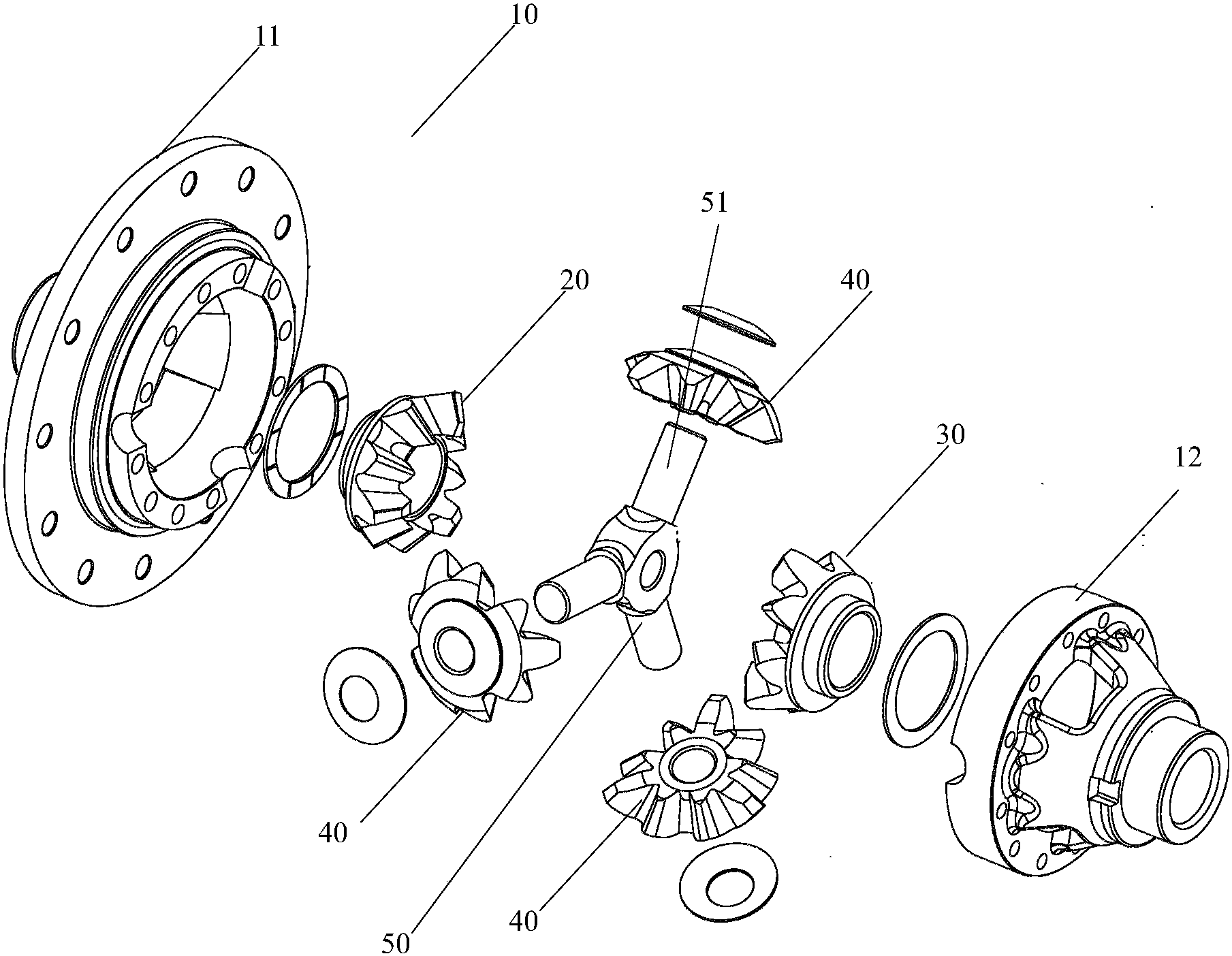 cn104728387b_三叉轴式的非圆锥齿轮限滑差速器有效