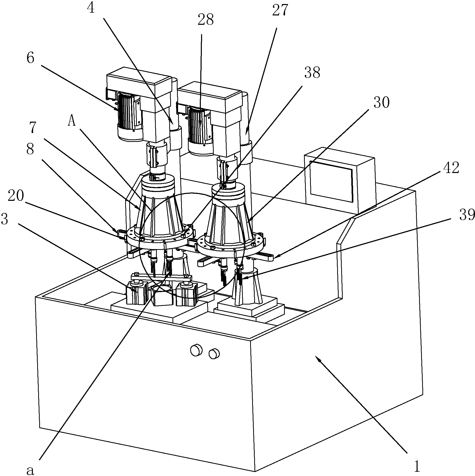 cn105643279b_一种钻孔攻丝一体机,流水线及电机外壳加工方法有效