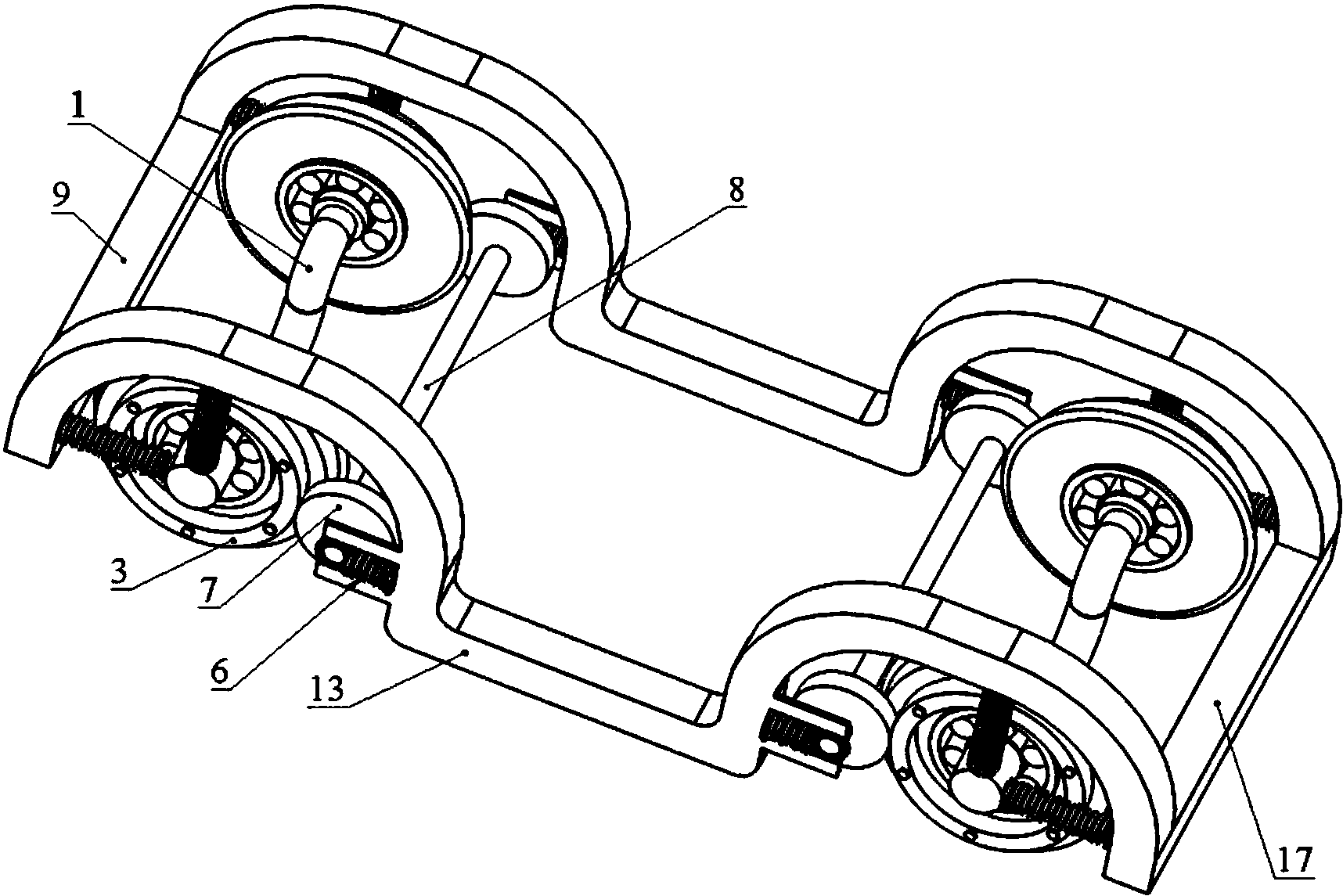 cn106274955b_一种轨道车辆独立旋转轮对的转向架结构有效