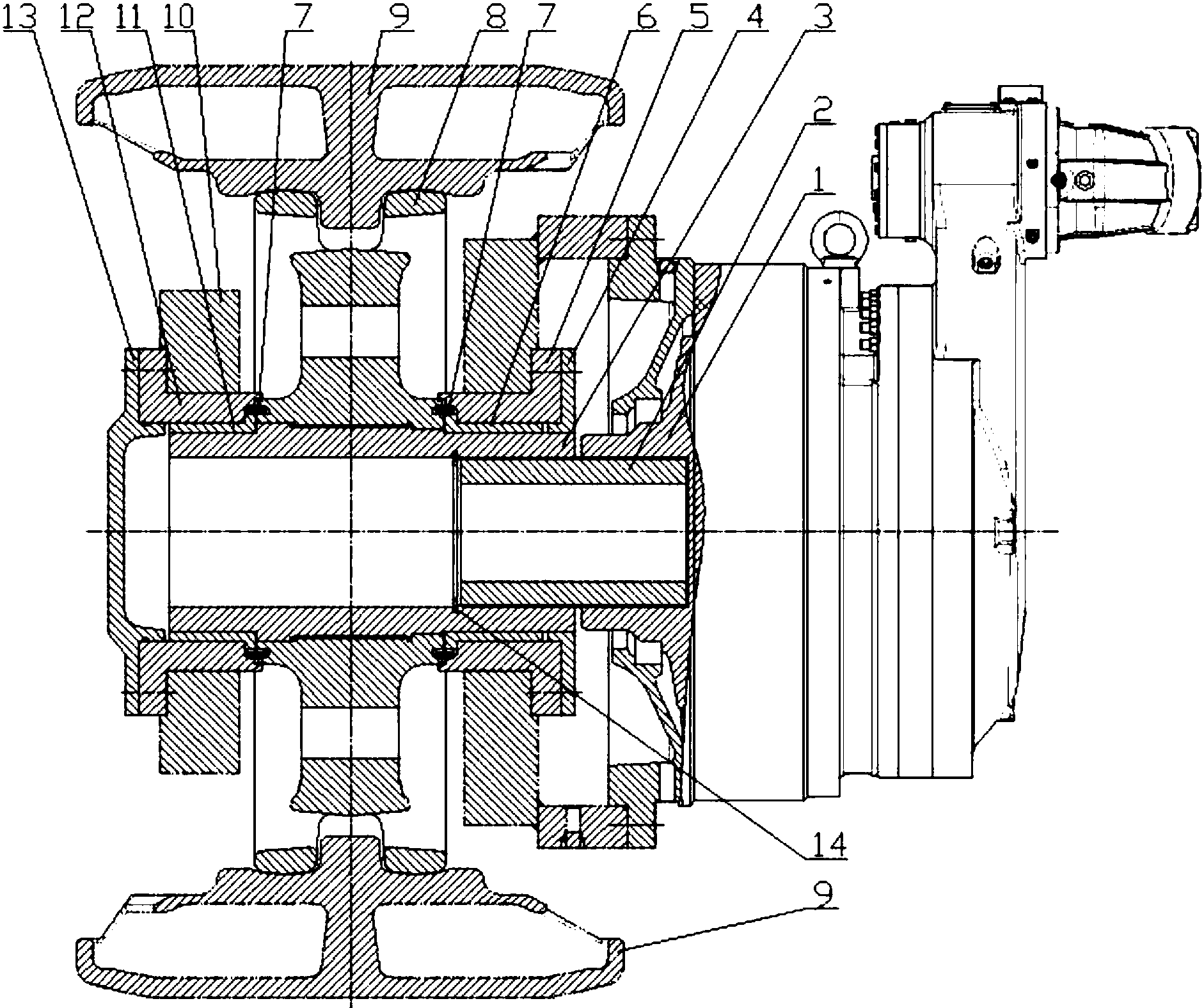 cn106284476b_一种超大型液压挖掘机的履带行走驱动装置有效