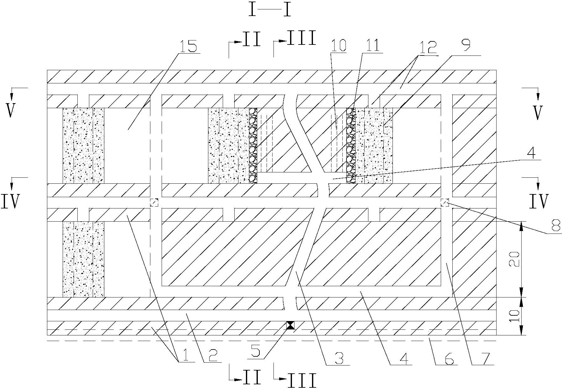 一种缓倾斜薄矿体废石胶结条柱充填采矿法