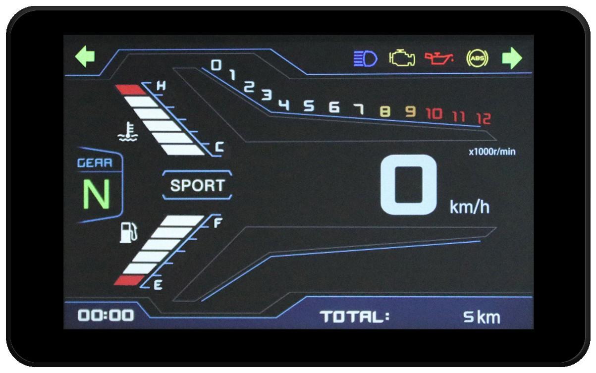 摩托车仪表的加速状态显示动态图形用户界面