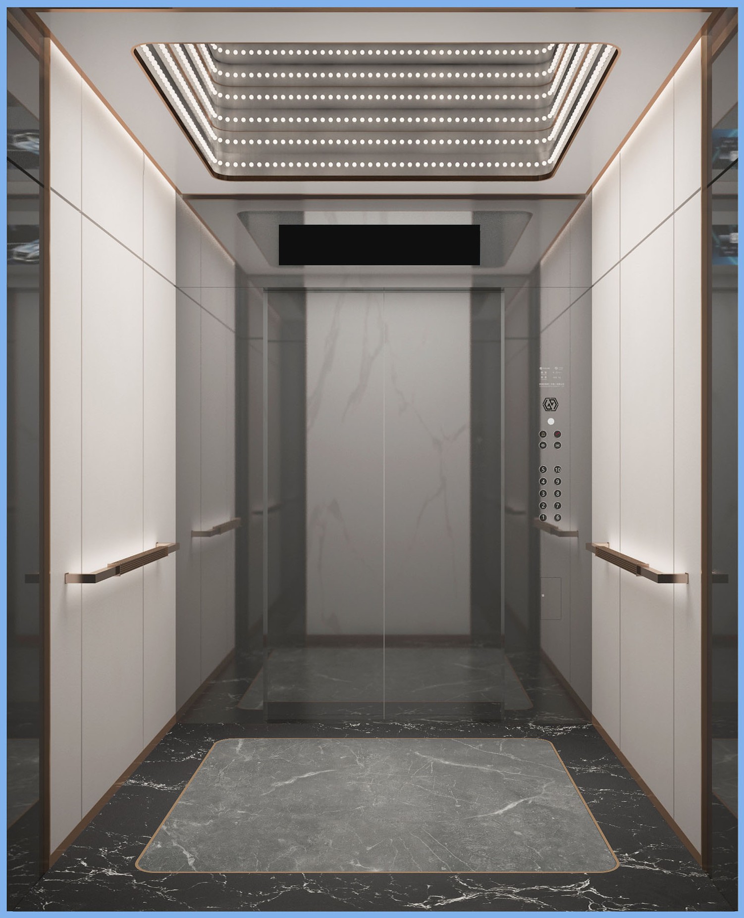 本外观设计产品的名称:电梯轿厢(三).2.