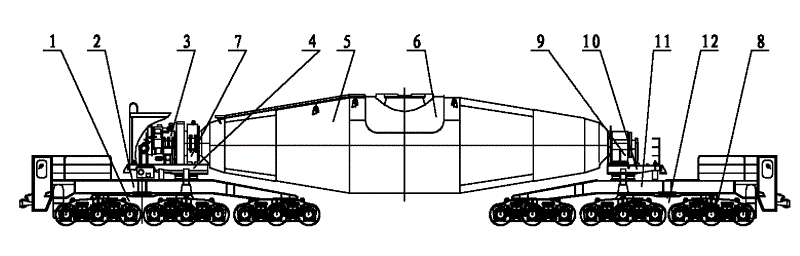 本实用新型提供了一种新型18轴鱼雷罐车,其转向架结构能满足车辆承重