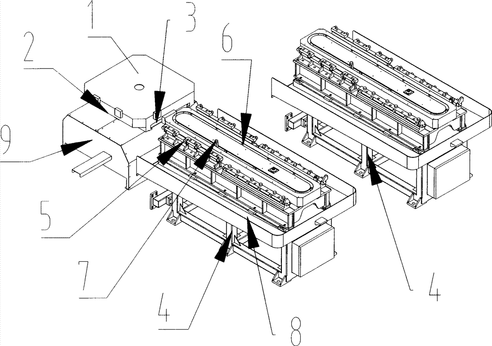 卧式加工中心工作台交换结构