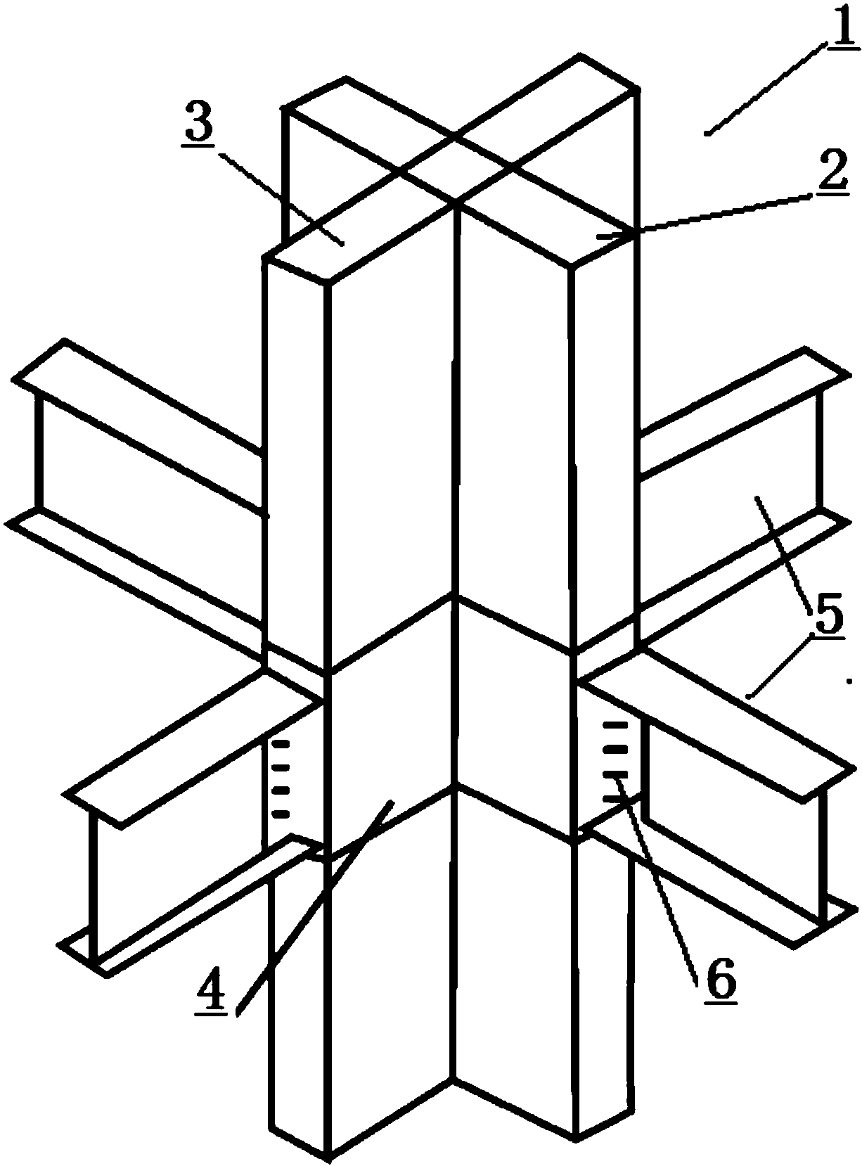 十字型梁柱与楼体