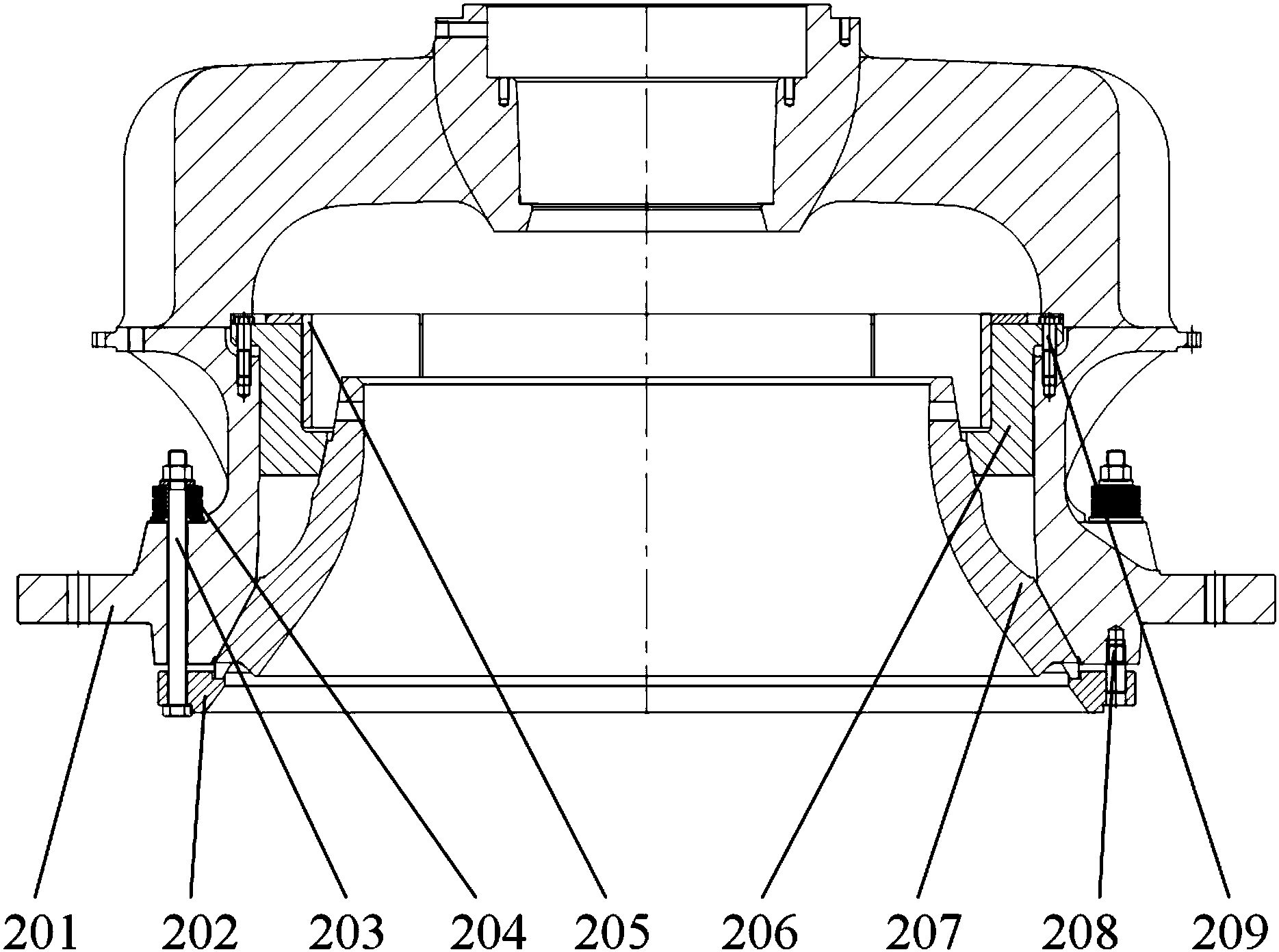 cn205164797u_一种单缸液压圆锥破碎机上壳体结构有效