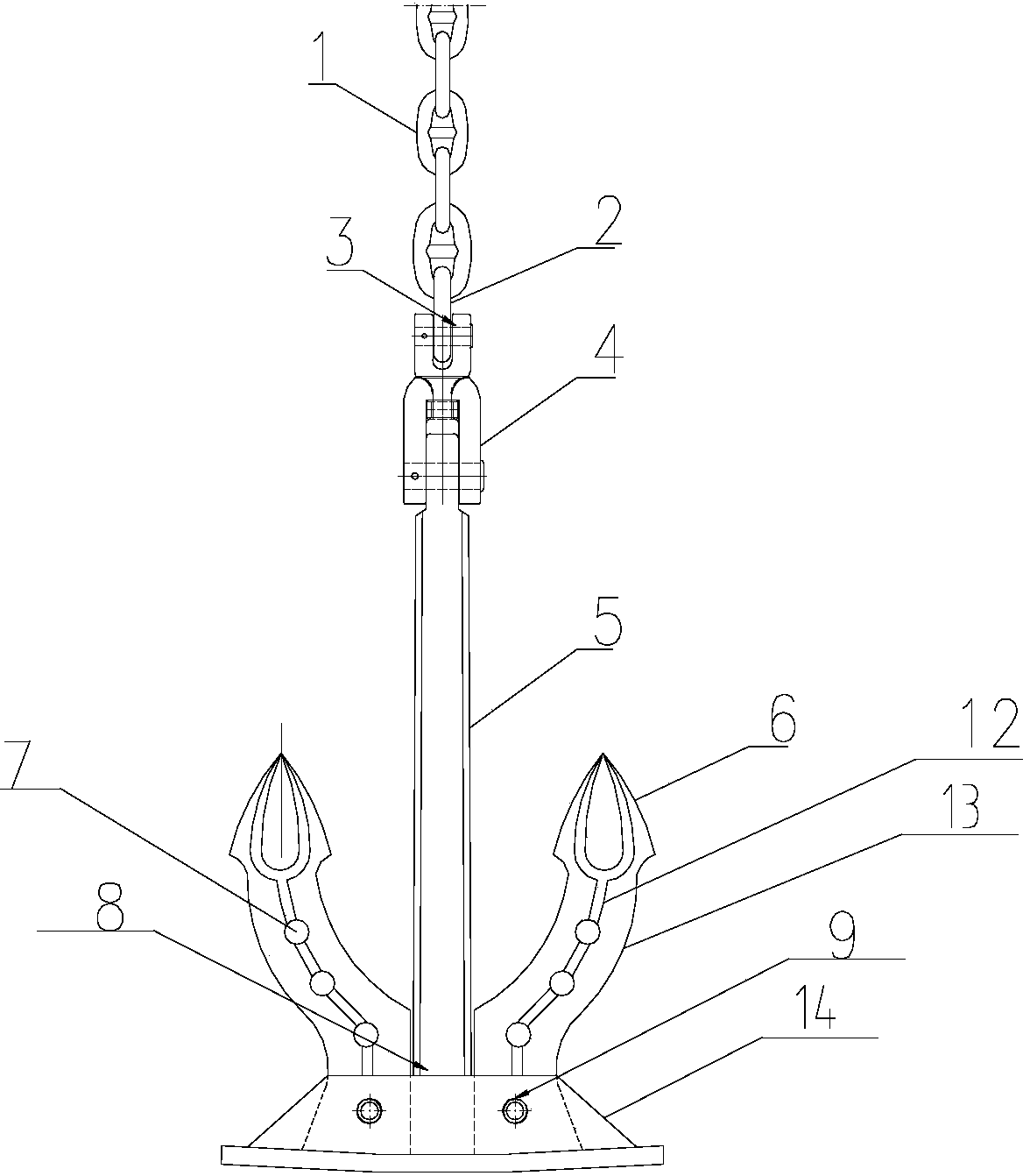 cn206231568u_一种深海使用的大抓力锚失效