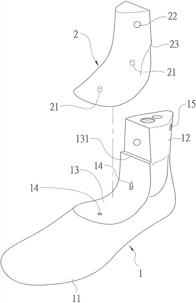 其主要包含有一鞋楦主体及马盖座;所述鞋楦主体对应鞋体开口部位设有