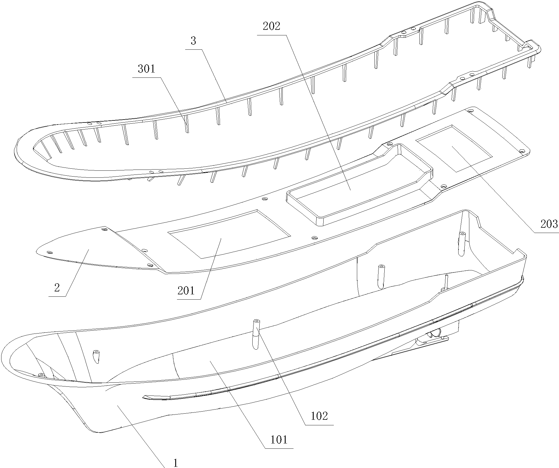 cn206965134u_一种船模船体结构失效