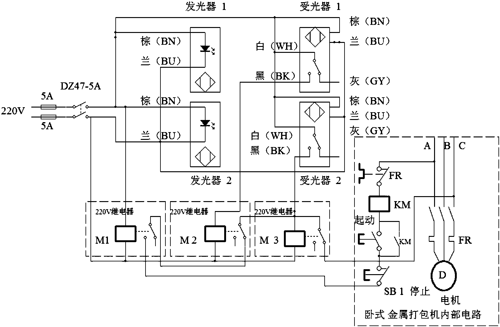 废金属卧式液压打包机的控制电路