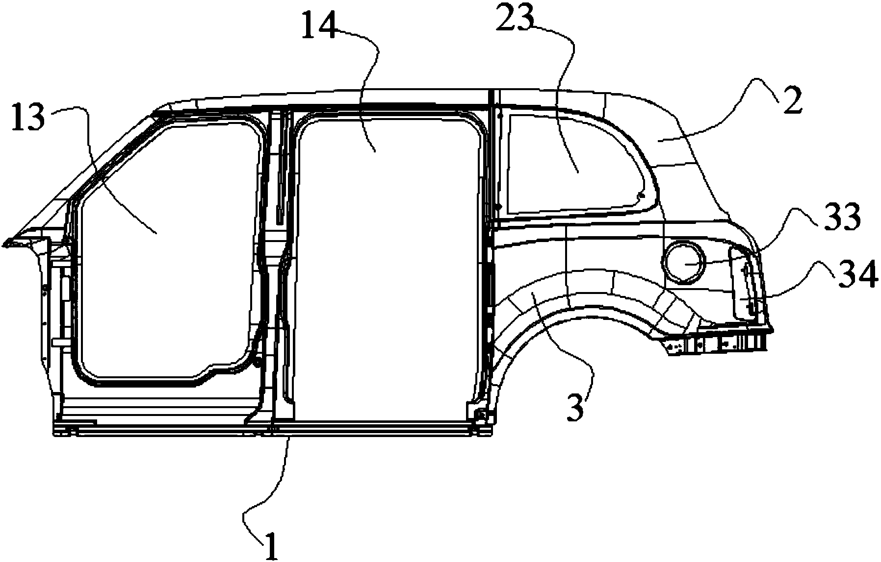 汽车侧围结构及汽车