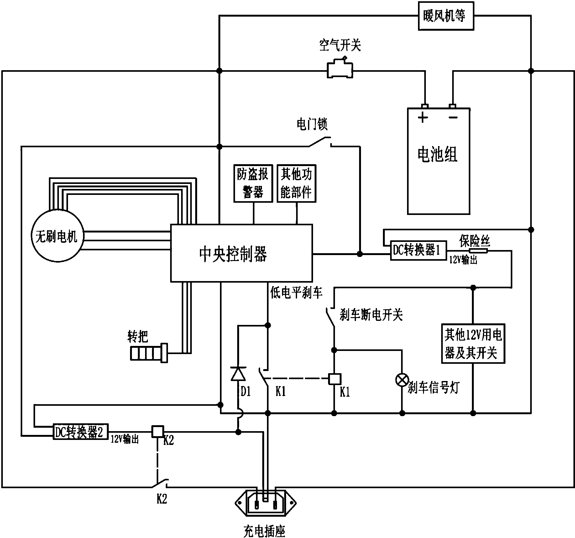 cn207106228u_电动车蓄电池充电保护装置失效