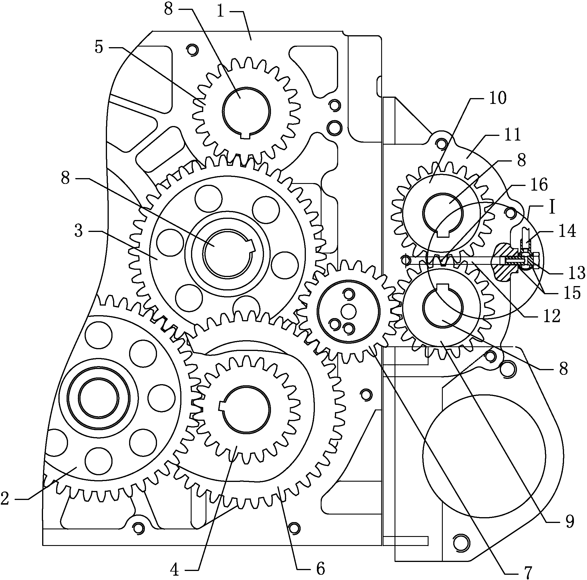 cn207246385u_单缸柴油机的二级平衡齿轮传动装置有效