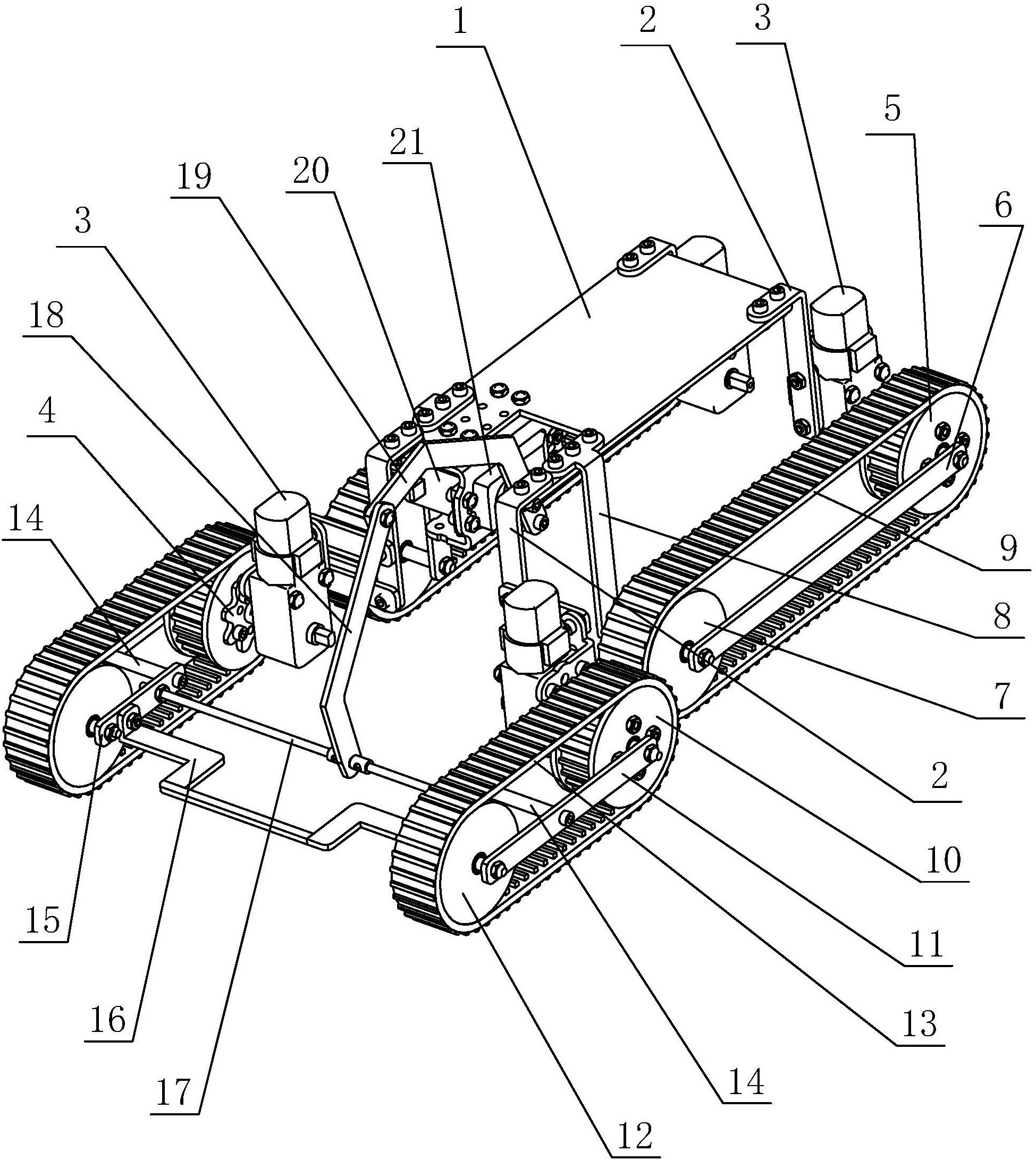 双履带式全地形机器人行走机构