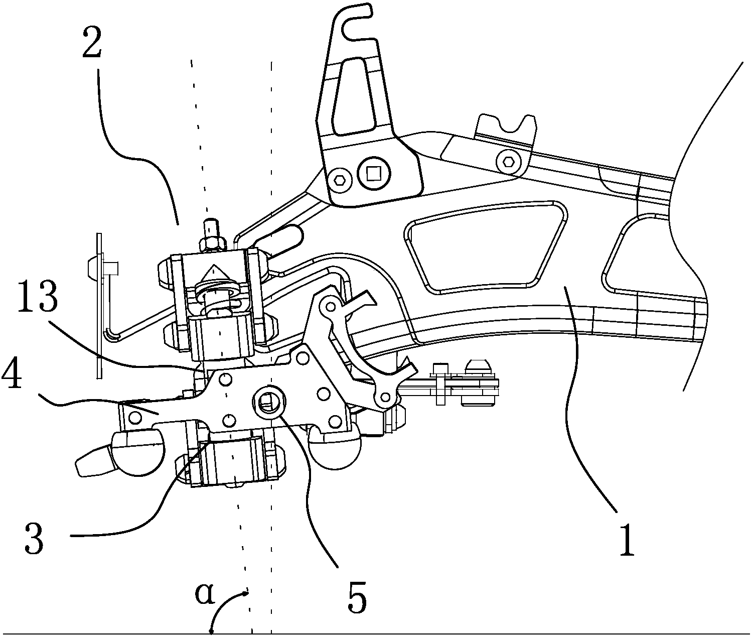 cn207374587u_电动自行车的主销悬架结构有效