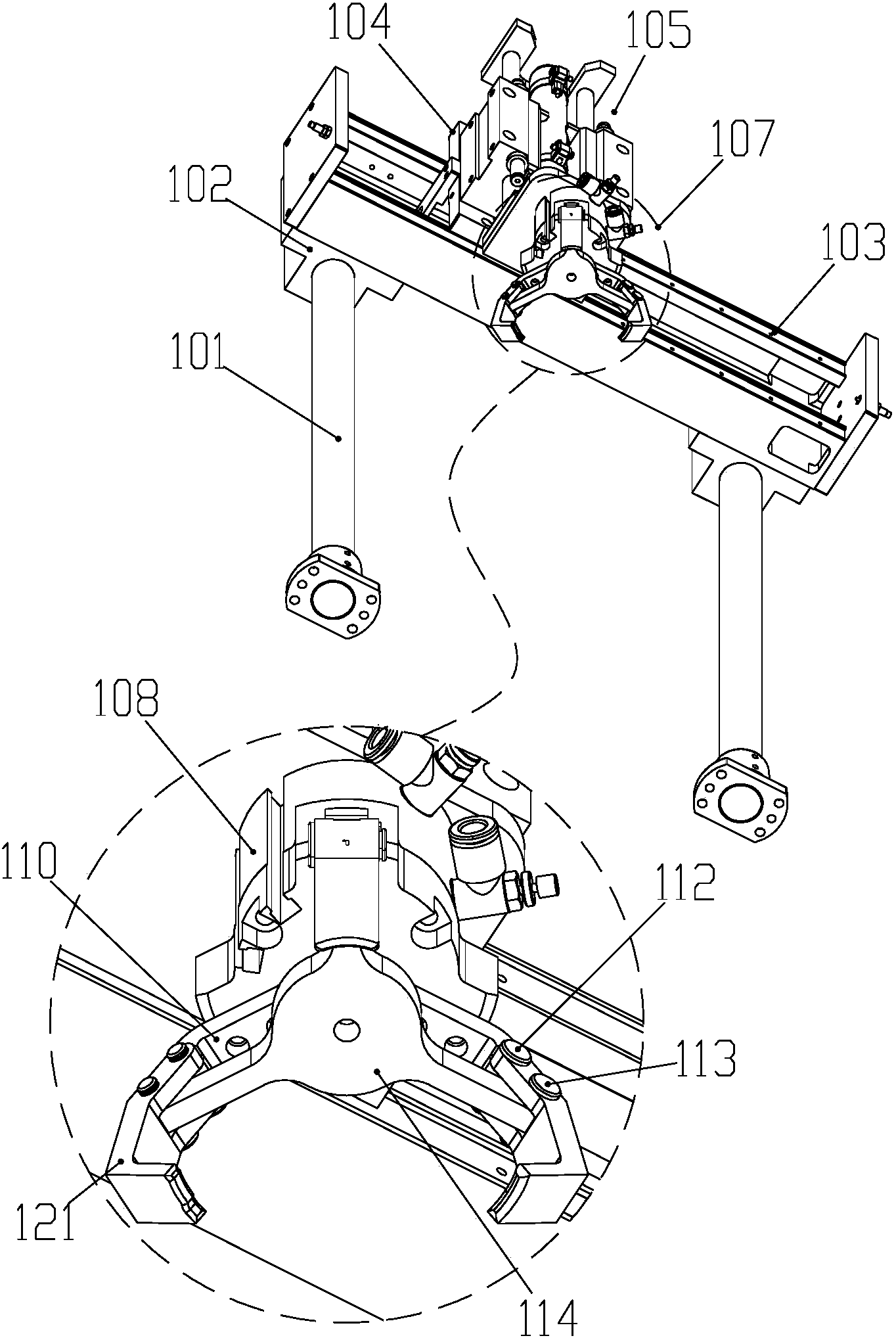 cn207465249u_三爪气动机械手抓取机构有效