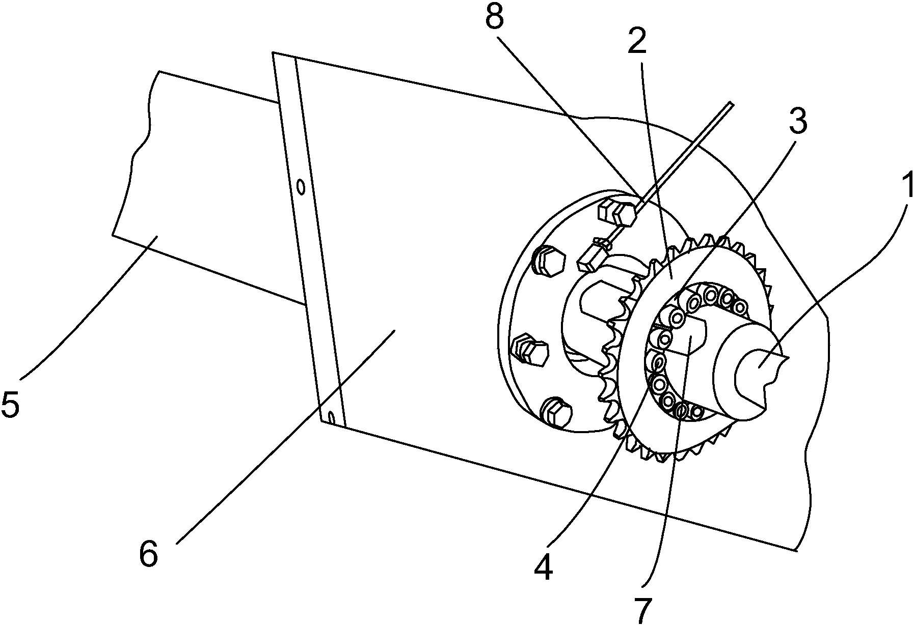 cn207554608u_一种无纺布定型机齿轮安装结构有效