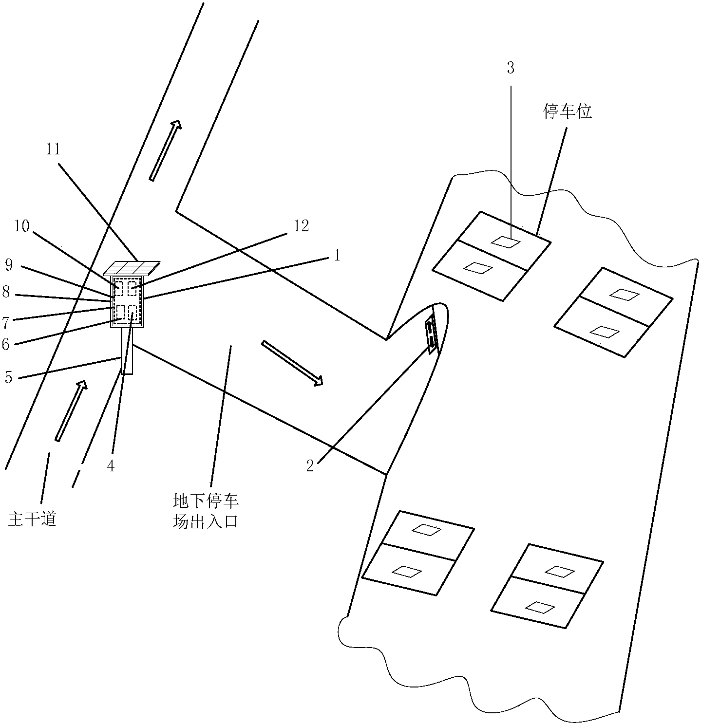车位导向牌,车辆检测节点组成,车位提示牌安装在地下停车场出入口与