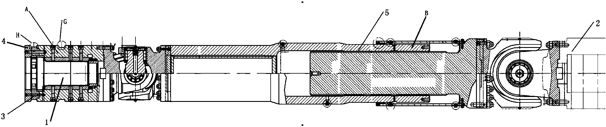 cn207628890u_不带复位弹簧的滑键连接式工作辊传动接轴有效