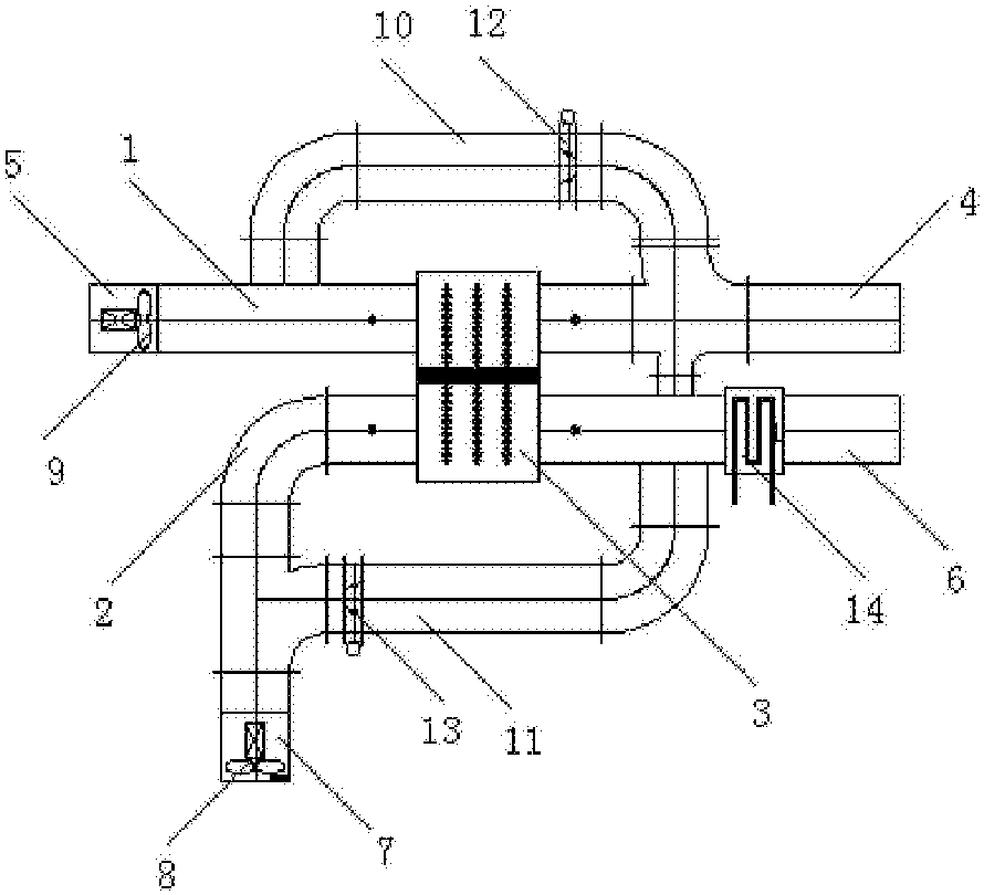 cn207674691u_一种一次回风变新风量热管式热回收空调系统失效