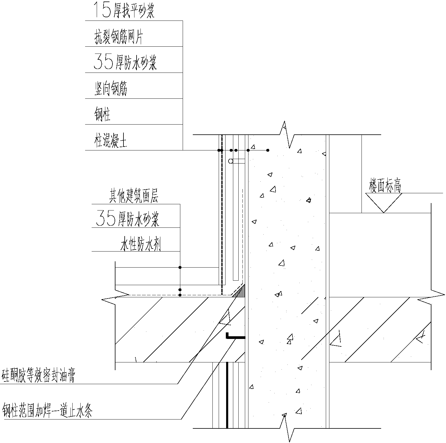 cn207846692u_一种楼板与钢管柱交汇处的防水构造有效