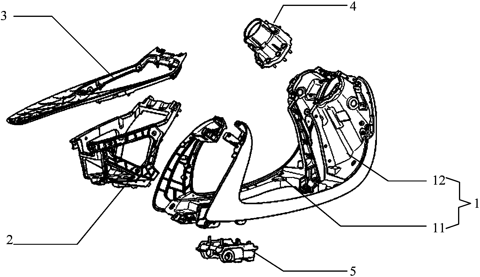 cn207972722u_电动摩托车铝合金压铸车身骨架有效