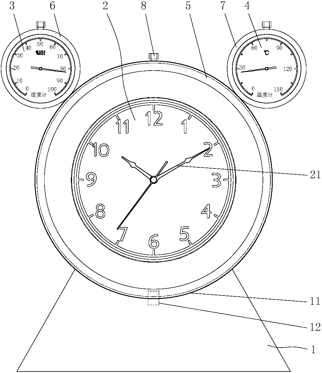 具有温度和湿度提示的石英钟