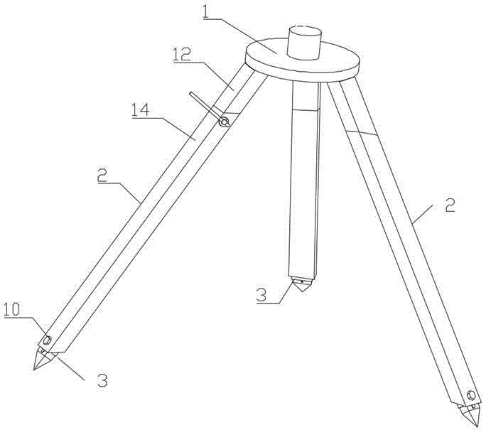 cn209764148u_一种杆头耐用且便于调整水平的工程测量用三脚架有效