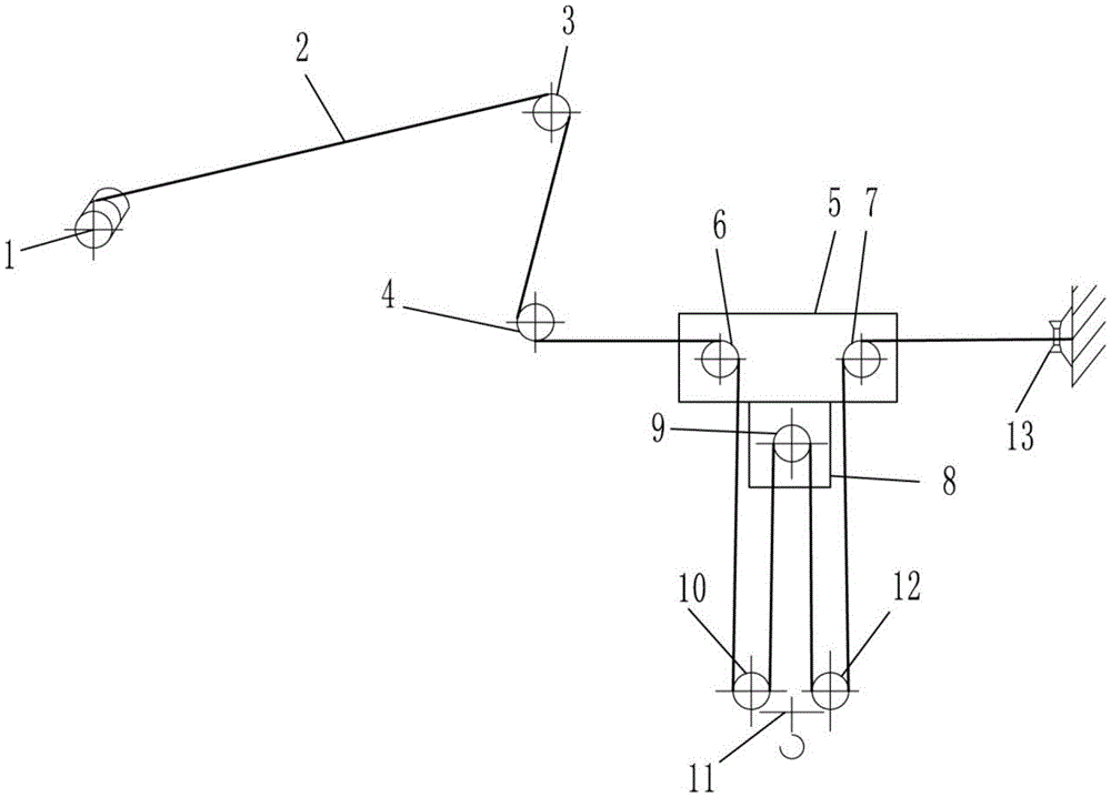 cn210559000u_一种塔机起升钢丝绳穿绳结构有效