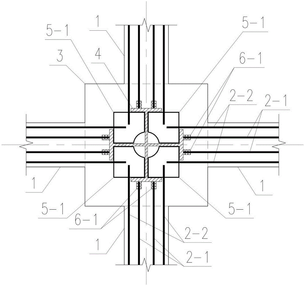 梁主筋与十字型钢骨柱的连接节点