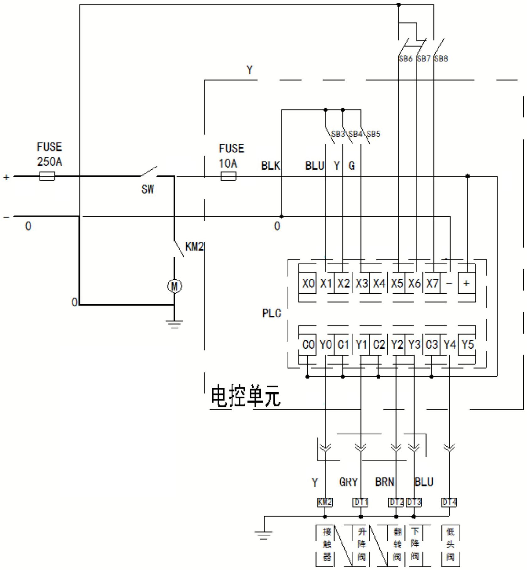 一种液压尾板自动低头和抬头控制系统