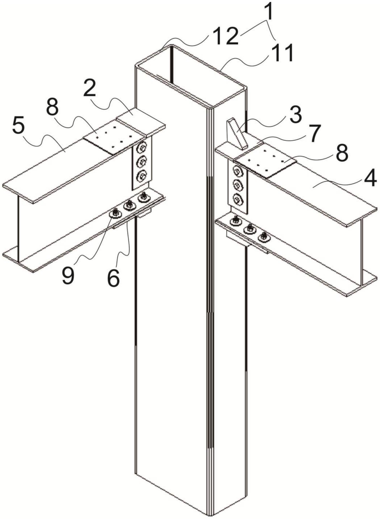 矩形钢管柱与h型钢梁的连接结构