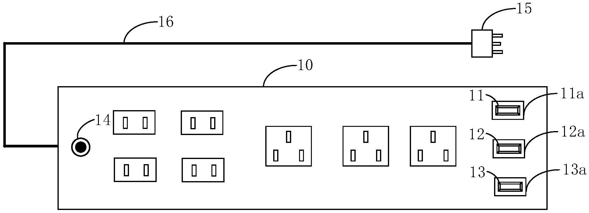 该充电排插包括壳体及设置于壳体内的电路板,壳体上具有第一usb接口