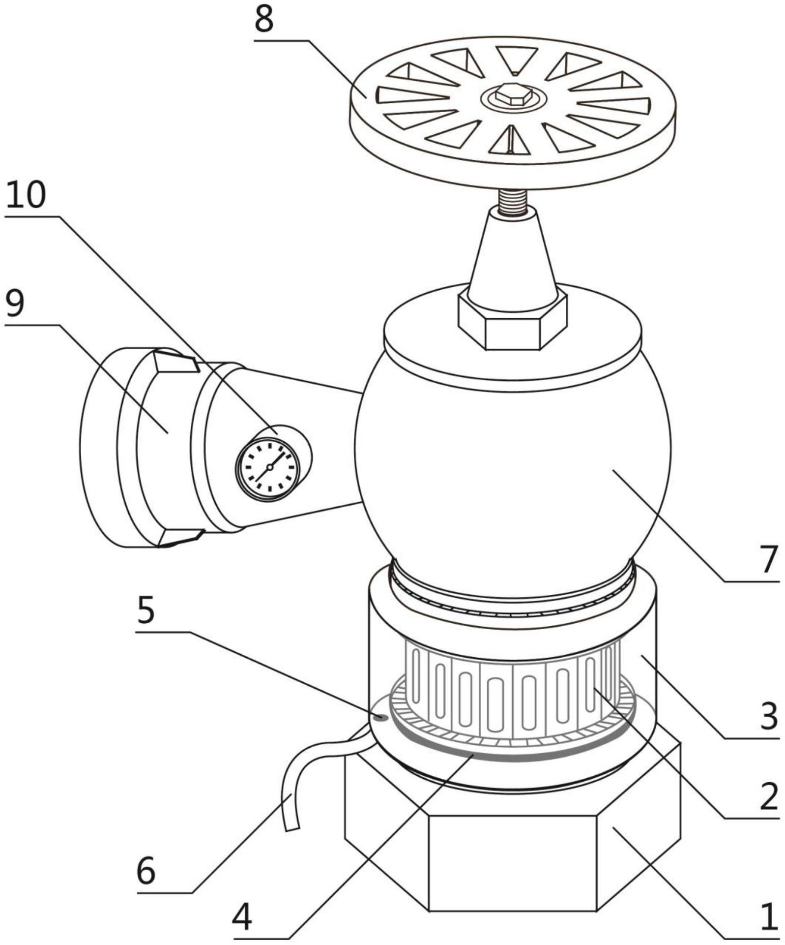 一种旋转式可调节水压的消防栓头