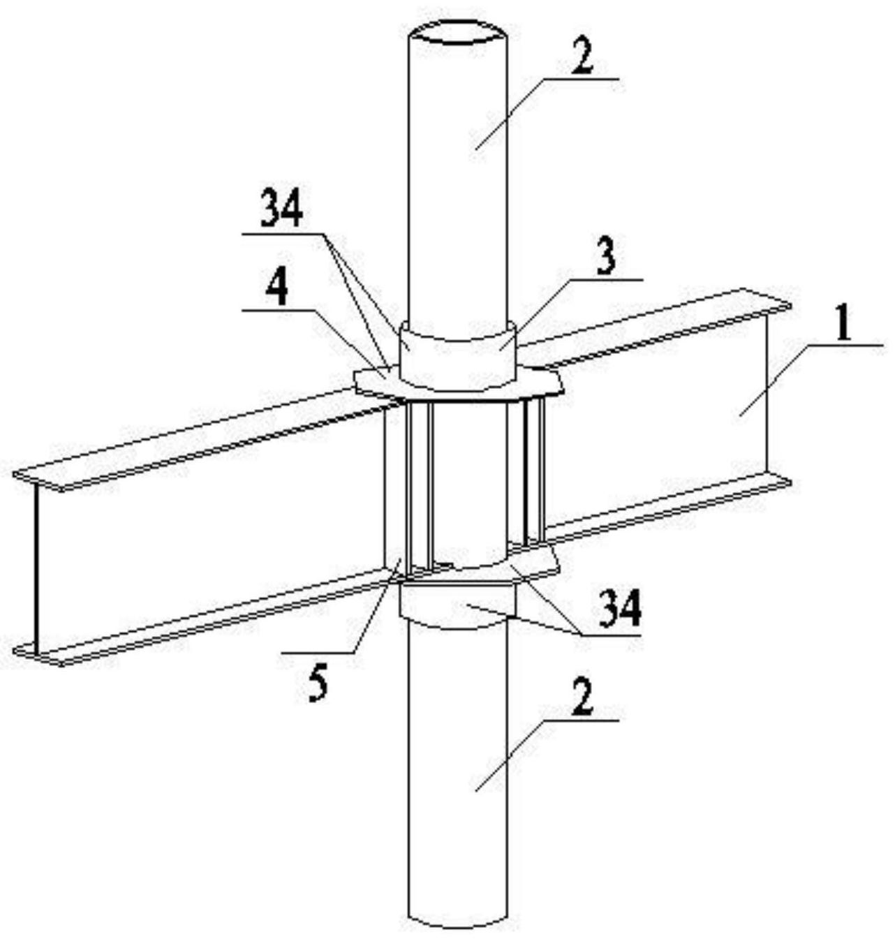 一种套箍式外加强环圆钢管柱h型钢梁连接节点结构