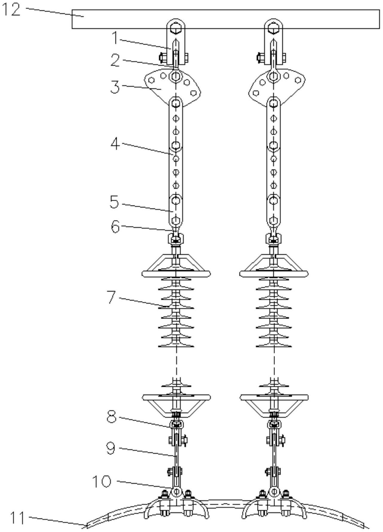 一种可调式双联双挂点独立双串导线悬垂绝缘子串