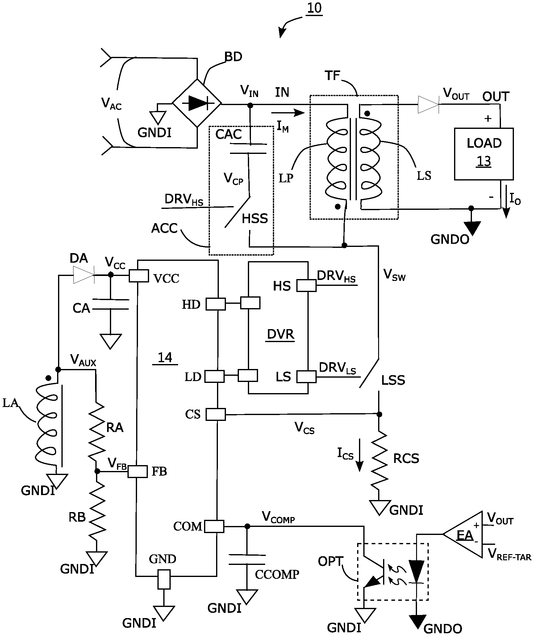 active clamp flyback converters and control methods thereof